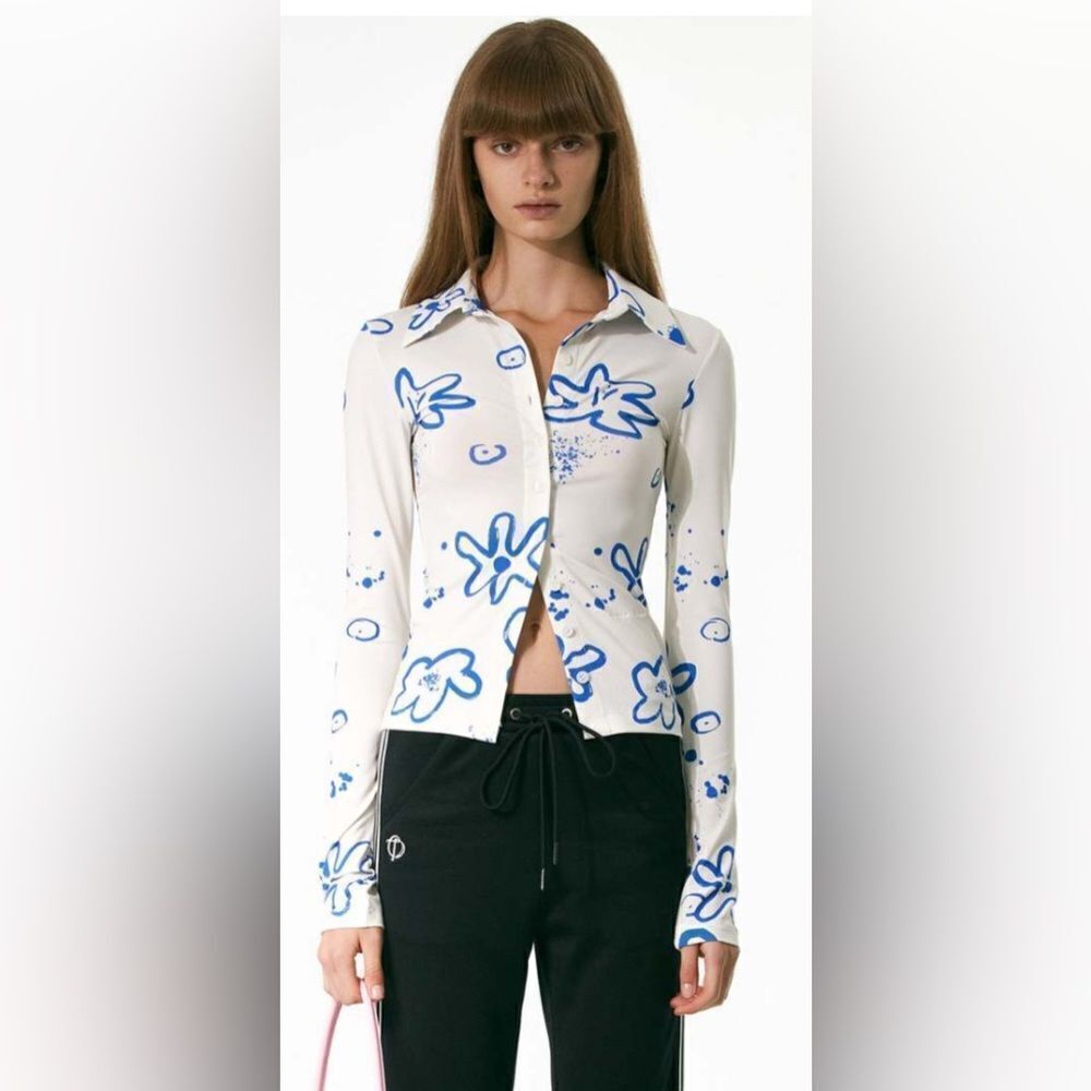 Button Down Hippie Flower Shirt Open Product Size 2